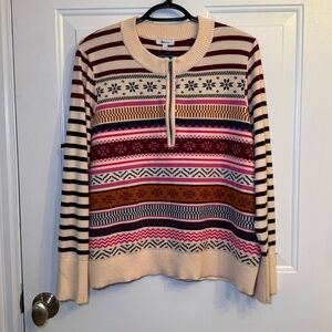 Reitmans Burgundy and Cream Patterned Knit Swater